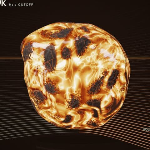The orb in Magma: a glowing orange ball broken by dark patches of crust.