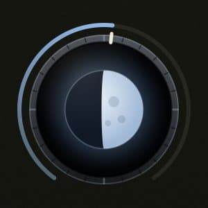 The Mix knob on the Dub Throw Ready preset: a half-lit moon inside the knob.